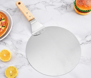 <b>Pizza</b> Cutter <b>Turning</b> <b>Peel</b> Rocker Spatula Baking Peelers Stainless Steel Wooden Handle Kitchen Accessories - Product Image 5