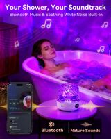 Lumière de douche LED 16 couleurs effet spa avec haut-parleur, lampe étanche, projecteur de bruit blanc et ondes océaniques, télécommande tactile pour salle de bain