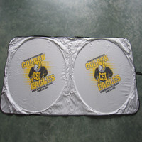 Pare-soleil de pare-brise de voiture à double anneau, visière de confidentialité, ruban argenté, pliable, ajustement universel, style simple, couleur unie, modèle 121