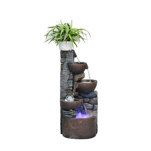 <span class=keywords><strong>Fontaine</strong></span> d'extérieur Fontaines de table à 4 bols avec un petit pot en plastique pour faire pousser <span class=keywords><strong>la</strong></span> plante <span class=keywords><strong>par</strong></span> vous-même (arrosage automatique) - Product Image 1