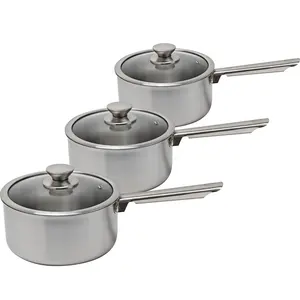 3Ply 6pcs Saucepan Stainless Steel 304 Milk Cooker Induction Milk Pot Set For Home Kitchen Cooking