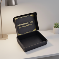 Boîte en carton ondulé de luxe avec impression dorée pour coffret de barbe personnalisé, emballage cadeau pour kit de toilettage de la barbe
