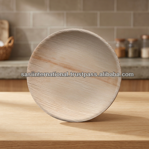 20cm Eco-Friendly <b>Disposable</b> Palm Leaf Flat Round <b>Plate</b> - Product Image 2