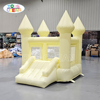 Château gonflable jaune macaron avec toboggan, château gonflable commercial pour mariage, anniversaire, fête de jardin, location