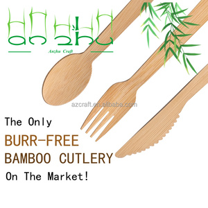 أواني من الخيرزان صديقة للبيئة بشعار مخصص طقم أدوات مائدة للسفر محمول خالي من النفايات طقم أدوات مائدة خارجية - Product Image 3