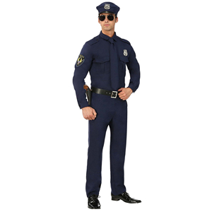 Yetişkin erkek memur kostüm, koyu mavi polis üniforma cadılar bayramı kıyafeti - Product Image 1