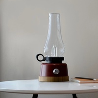 Lanterne à flamme magique vintage Wild Land - Lampe à huile LED scintillante portable et étanche, en bambou fait main, double batterie, pour la randonnée et la pêche