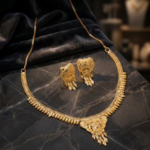 Juego de Joyería Tradicional Hecho en India, Collares de Cadena Chapados en Oro de 14K, 18K y 24K, Collares Cortos al por Mayor, Juego de Collares de Latón Rellenos de Oro - Product Image 3