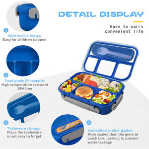 Lonchera Bento Portátil SYH672 Personalizada al por Mayor, con 4 Compartimentos, para Niños, Cuadrada y Hermética, con Calentador de Alimentos Incluido - Product Image 6