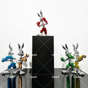 Escultura de resina brillante de Bugs Bunny, el conejo boxeador, estilo Pop Art, con logotipo de marca, para decoración de escritorio y gabinete, artesanía de animales de dibujos animados. - Product Image 6