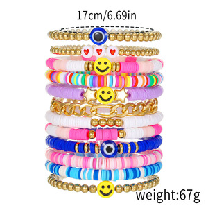 <b>Beaded</b> <b>Bracelets</b> Polymer Clay Multilayer Women's Jewelry Valentine Gift With Letters Smile Face Bohemian Style - Product Image 4