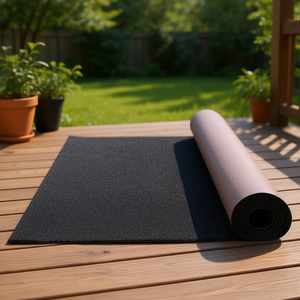 Tapis d'extérieur noir charbon 6 x 13 pieds, avec support en TPR, imperméable, rectangulaire, pour patio, véranda, terrasse - Product Image 2