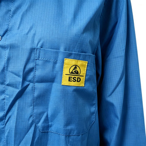 Combinaison <span class=keywords><strong>antistatique</strong></span> ESD avec pantalon, col rabattable, lavable et réutilisable, à fermeture éclair, anti-poussière, pour salle blanche et laboratoire, vente en gros - Product Image 6