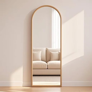 Miroir de salon mural encadré en bois naturel, miroir de <span class=keywords><strong>coiffure</strong></span> de luxe, miroir de coiffage en arche pour salon - Product Image 5