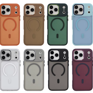 Coque de téléphone portable antichoc en TPU+PC avec anneau magnétique pour 16 Pro Max, style mat effet peau - Product Image 1