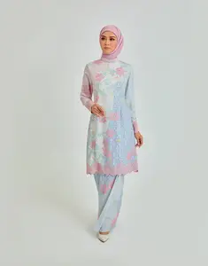 2024 Latest Fashion Muslim Clothing Baju Kurung Malaysia Embroidered Baju Kurung Abaya