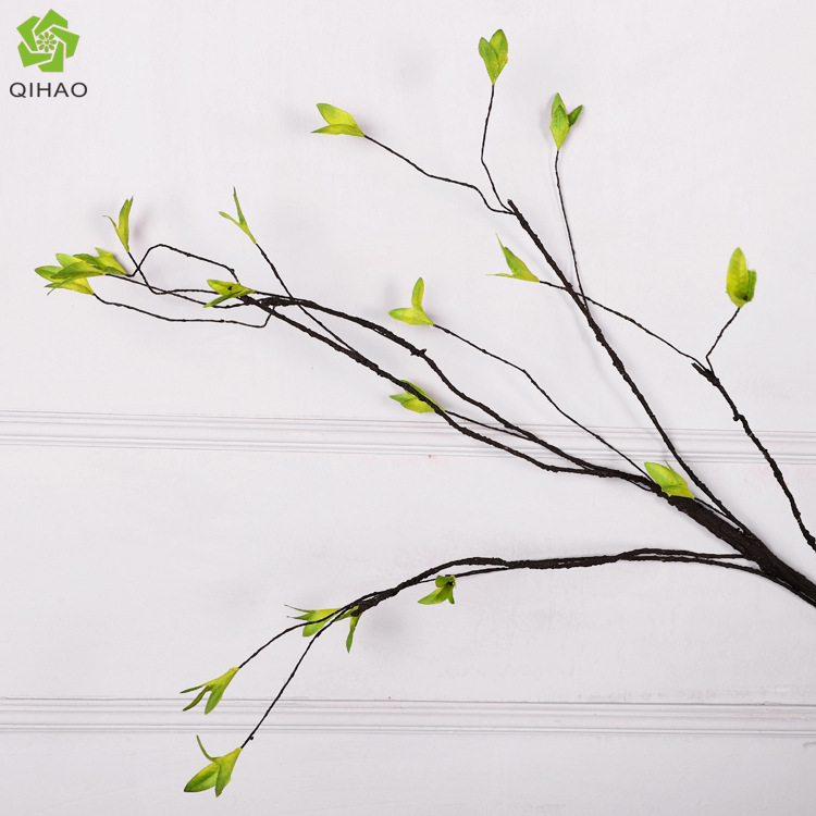 Dragon's Beard Branch, Green Leaves, Black Stem, H102cm