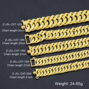 Jxx Venta al por mayor Pulsera de cadena cubana chapada en oro de 24K, cadena gruesa personalizada estilo Hip-Hop para hombre con diamantes, brazaletes de cadena cubana - Product Image 1