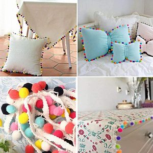 Boule de pompon en tissu, 5 pièces, bricolage artisanal, pompon arc-en-ciel, garniture frange, dentelle pour robe, jupe, rideau d'extension - Product Image 6