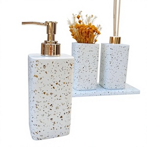 Wooden Three-piece <b>Set</b> Soap Dispenser Rectangle Classic Eco-Friendly Minimalist <b>Bathroom</b> <b>Accessory</b> Easy to Clean - Product Image 1