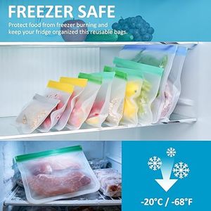 Huamaohengchun24 Pack Reusable Gallon Freezer Bags, PEVA Food <b>Storage</b> Bags 6 Gallon 6 Large 6 Quart 3 Sandwich 3 Snack Bags - Product Image 2