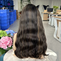 15A Grade Double Drawn Dark Highlight Cheveux Vierges Humains Bruts Femmes Ondulés Realsitc Cuir Chevelu Invisible Noeuds Soie Top Perruques Juives