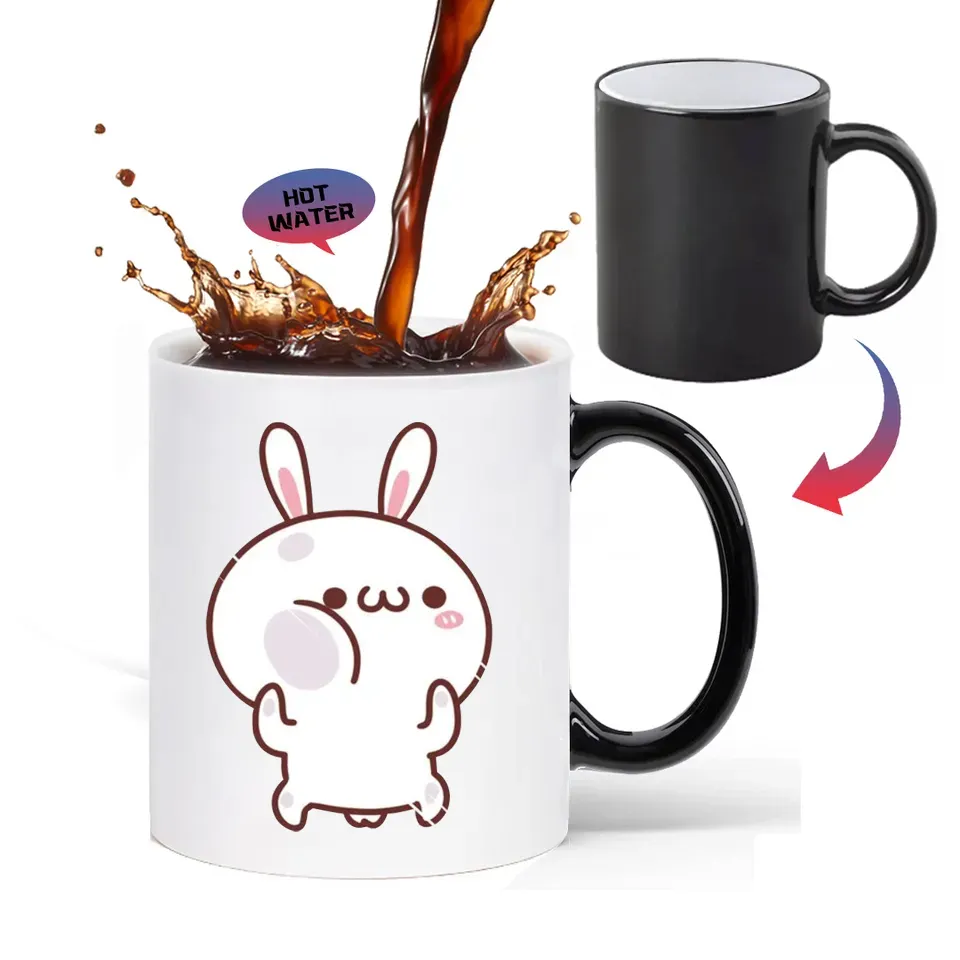 Kunden spezifische 11oz Magic Cup bunte Sublimation Keramik Milch becher Anpassung Logo Druck becher anwendbar auf Werbung