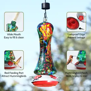 OEM/ODM Outdoor Hanging Glass Hummingbird Feeder Rounded Window Bird Feeder Pet Bowl Feeder For Hummingbirds
