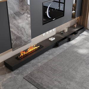 Meuble TV sur pied en bois noir, design moderne et minimaliste, luxe, écologique, construction durable, résistant à l'humidité pour les téléviseurs - Product Image 6