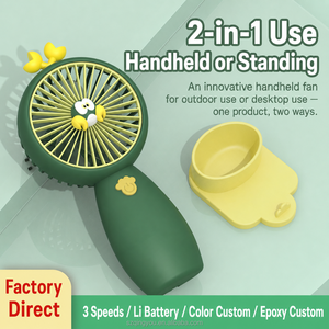 Ventilateur portable mignon et tendance avec logo personnalisé, recharge USB, mini-ventilateur de bureau, cadeau unique pour la revente en boutique - Product Image 2