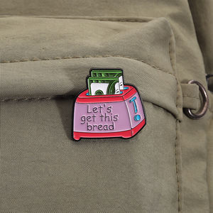 Lets mendapatkan ini roti Enamel Pin lucu uang pemanggang bros kartun dolar lencana hadiah perhiasan grosir pasokan - Product Image 3