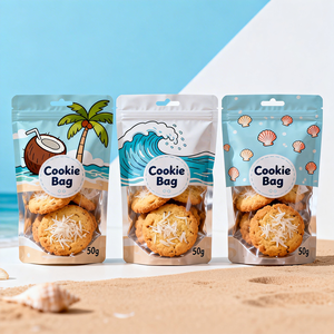Bolsa de Galletas con Diseño de <span class=keywords><strong>Panda</strong></span> y Flores, Impresa a Medida, con Ventana Transparente, Resellable y Autoportante, para Snacks Infantiles - Product Image 2
