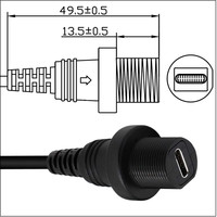 Micro USB en ángulo de 90 grados, USB 3,1 tipo C hembra, Cable de extensión de montaje en Panel empotrado AUX, carga 5A para ordenador de motocicleta y coche
