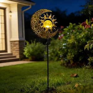 Lampes solaires à insérer au sol, motif fer forgé et lune, pour décoration de cour, jardin et pelouse, <span class=keywords><strong>extérieur</strong></span> - Product Image 1