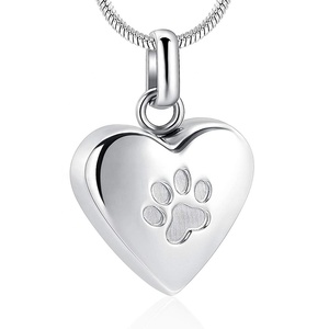 Perhiasan kremasi cetakan kaki hewan peliharaan untuk liontin abu kalung guci hati untuk wanita pria perhiasan kenang-kenangan untuk Abu anjing/kucing - Product Image 1