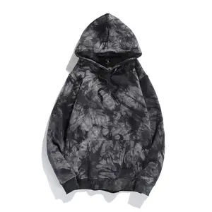 Özel logo kravat boyalı erkek sonbahar/kış amerikan moda marka ağır polar veya terry içinde hoodies çift stokta