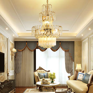 Grand lustre décoratif de luxe de <span class=keywords><strong>Foyer</strong></span> de Loft de villa en cristal d'intérieur de nouvelle LED d'or - Product Image 2