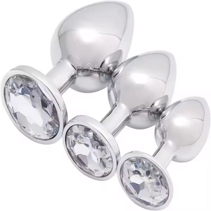 Kit de 3 Piezas de Juguetes Anales de Metal de Diseño de Joyería de Lujo, Juegos Sexuales para Principiantes, Hombres, Mujeres y Parejas - Product Image 1