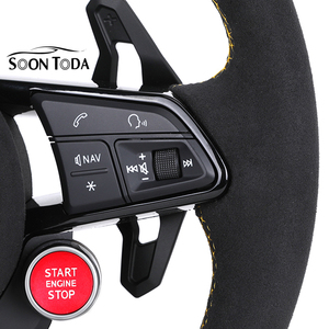 Alcantara ลูกบิดคู่พวงมาลัย LED แบบเต็มรูปแบบสำหรับรถ <span class=keywords><strong>Audi</strong></span> R8 B6 B8 B9 A3 A4 A5 A6 C7 SQ5 Q3 Q7 8V RS6 RS7 TT <span class=keywords><strong>RS</strong></span> แบบกำหนดเอง - Product Image 2