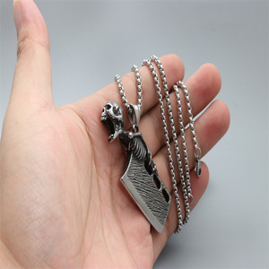 Collar con colgante de esqueleto yunnique, acero inoxidable, joyería de moda unisex, regalo - Product Image 4