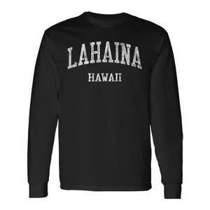 T-shirt a maniche lunghe Lahaina Hawaii in stile atletico vintage - Product Image 2