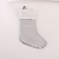 Chaussettes de Noël en polyester brodé de haute qualité avec sequins, grandes, moelleuses, en peluche, sac cadeau pour enfants, décoration suspendue pour sapin de Noël, vente en gros