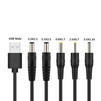 5.5 X2.1, 5.5 X2.5, 4.0 X1.7, 3.5 X1.35, 2.5X0.7 DC jack stecker zu USB Power ladegerät kabel
