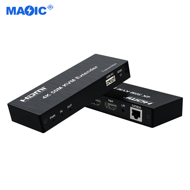 Audio Video Equipments 4k 30hz 50m HDMI USB 2.0 KVM Extender Over CAT 6 CAT 6e KVM Extender for HDTV Mouse Keyboard