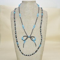 Ensemble de 2 colliers à nœud turquoise de style occidental, perles d'imitation de style navajo, collier ras du cou bohème, bijoux du sud-ouest pour femmes, vente en gros