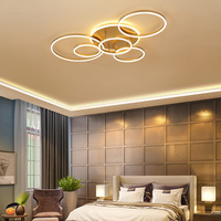 Plafonnier LED moderne en forme d'anneaux, luminaire encastré doré en acrylique, lustre LED pour salon, chambre, cuisine