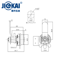 Serrure à came encastrée double à double pignon JK372 de 16 mm en acier inoxydable pour vitrine