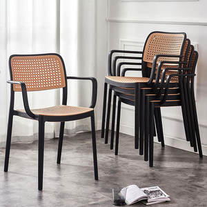 आधुनिक सस्ती कीमत आउटडोर गार्डन फर्नीचर स्टैकबल प्लास्टिक रेटन डाइनिंग चेयर स्टैकेबल रेस्तरां कुर्सियां - Product Image 6