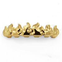 Offre Spéciale Écologique Cuivre Hip Hop Flamme Or Dents Grillz Feu dans Votre Bouche Dents Grillz
