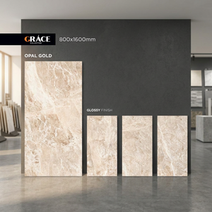 Baldosas de porcelana brillante Nova Crema de 800x1600 mm para suelo y pared, diseño de mármol crema de 80x160 cm - Product Image 6